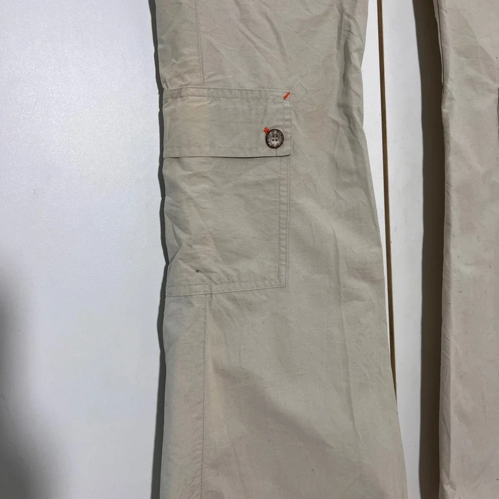 Vintage Mudd Cargo Pants Womens 1 Khaki Low Rise Flare Leg Multiple Pockets‎ Y2K